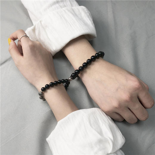 【情侣手链女男士一对】巴度黑曜石手饰时尚饰品纪念礼物定情信物礼物 商品图3