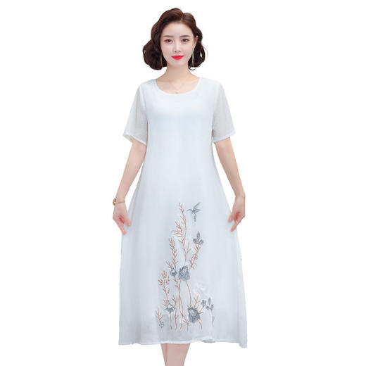 MQ-1927-021夏新款大码过膝显瘦雪纺连衣裙YY 商品图4