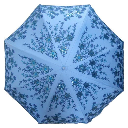 优品堂“花香拂柳”刺绣二折太阳伞遮阳防紫外线晴雨两用伞 商品图0