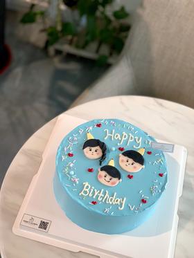 简约手工翻糖糖牌头像生日蛋糕一家人