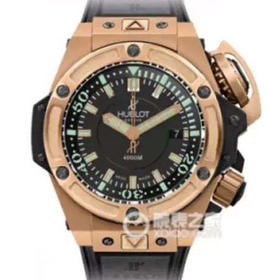 V6恒bao（宇舶）731.OX.1170.RX，系列：王者至尊4000米，48毫米,男士，密底，精钢镀18k黄金，HUB1401全自动机械机芯，蓝宝石水晶玻璃，橡胶表带，防水600米。