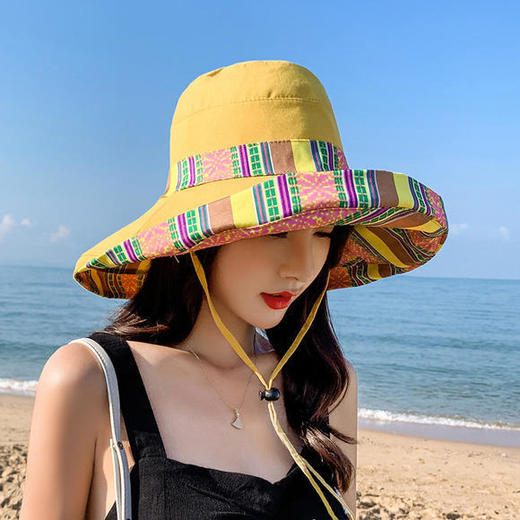 ZY2058-夏季新款渔夫帽大沿遮阳帽户外骑车双面戴沙滩帽子 商品图0