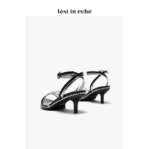 lost in ehco设计师女鞋 2020时尚新款珍珠沿条尖头细带凉鞋 商品图4