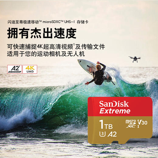 SanDisk闪迪1t内存卡micro sd卡gopro运动相机卡无人机存储卡TF卡 商品图3