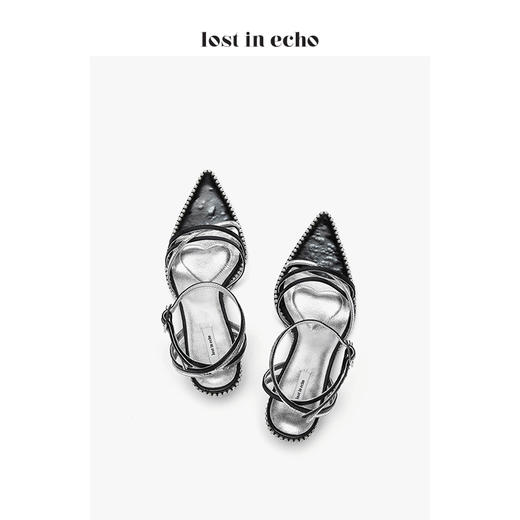 lost in ehco设计师女鞋 2020时尚新款珍珠沿条尖头细带凉鞋 商品图3