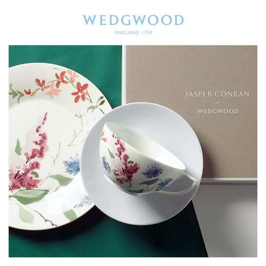 WEDGWOOD玮致活花舞蓝色杯碟盘三件组骨瓷咖啡茶杯碟餐盘礼盒套装 商品图3