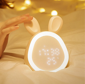 【家居百货】*智能家居兔子闹钟 卧室床头led充电创意时光灯 学生宿舍起床神器