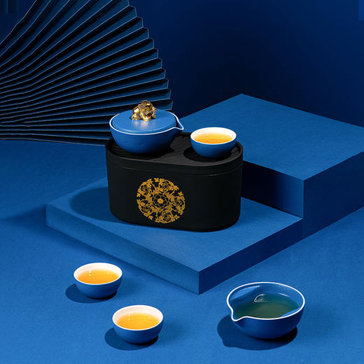 【宫里茶具】富贵吉象 茶具礼盒 经典蓝 商品图0