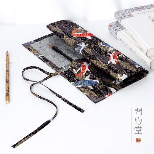 古风毛笔帘宫廷布艺国画书法写生文具袋毛笔袋笔卷 商品图3