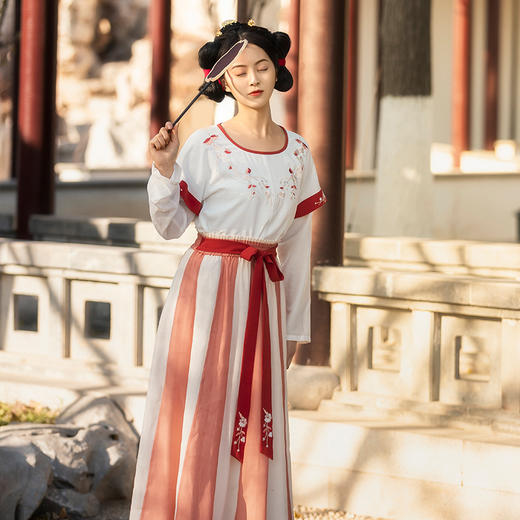 华小夏曦月改良汉服女原创汉元素夏装齐腰襦裙半臂中国风日常套装 商品图0