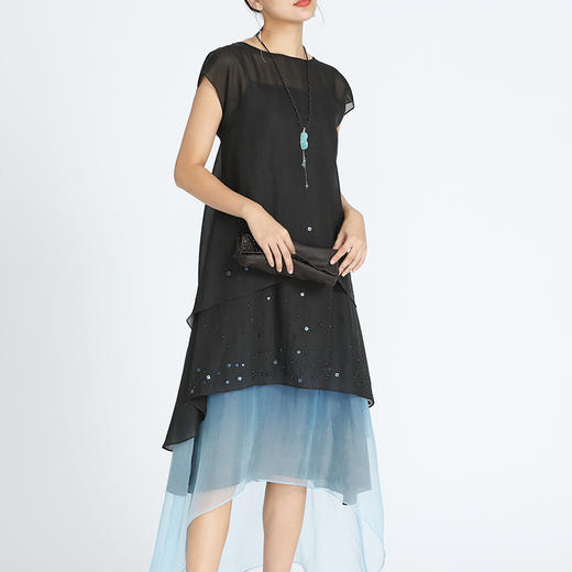 TANGY Collection天意莨绸高贵雅致礼服式短袖合体连衣裙 商品图2