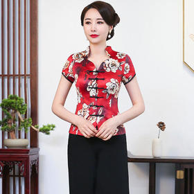 HH2081夏季短袖改良旗袍唐装旗袍套装