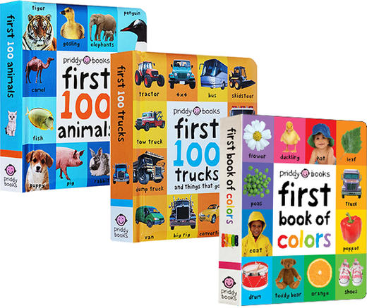 Mia老师推荐 英文原版绘本纸板书 启蒙认知100词 First 100 Trucks/Colors/Animals 系列 3册 幼儿图解词典 商品图0