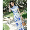 SYK-186157复古中国风青花瓷提花棉旗袍 商品缩略图0