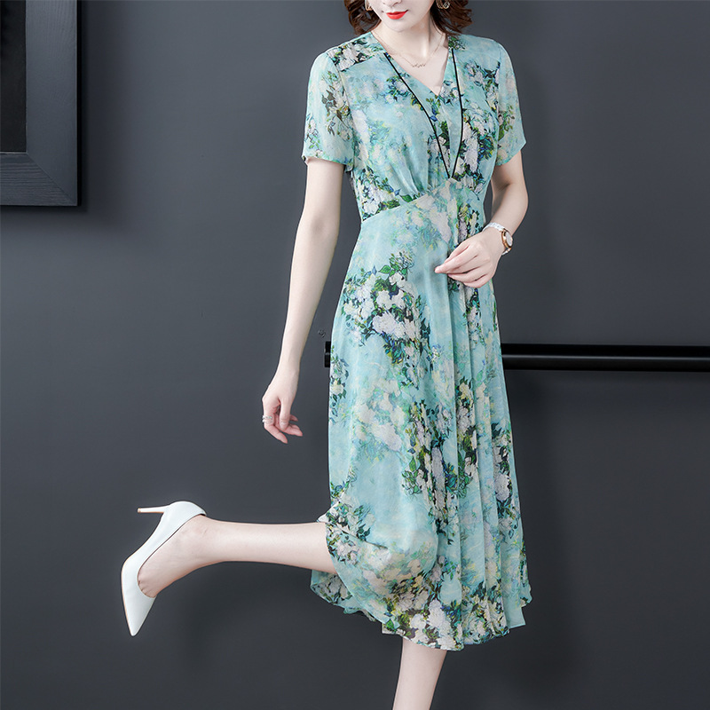 2020年夏季中长新款女装印花连衣裙 mmz6720 - 织布鸟