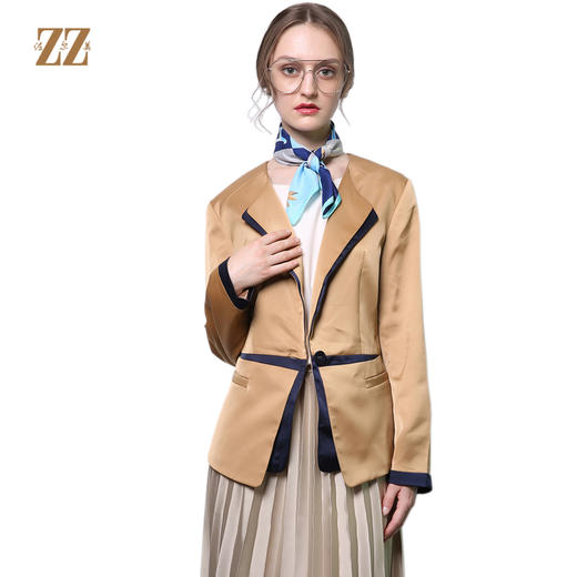佐尔美新品中年女装纯色英伦风小西装修身显瘦外套上衣Z23SO01 商品图0