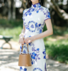 SYK-186157复古中国风青花瓷提花棉旗袍 商品缩略图2
