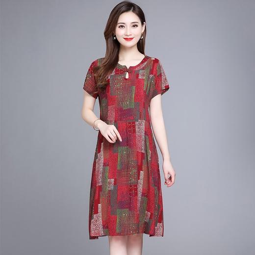 MQ-XFR2688夏季新款显瘦大码绵绸印花连衣裙YY 商品图3
