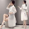 WZNH-MMY50289中腰七分袖中长款蝴蝶结系带V领纯色开衫外套 商品缩略图0
