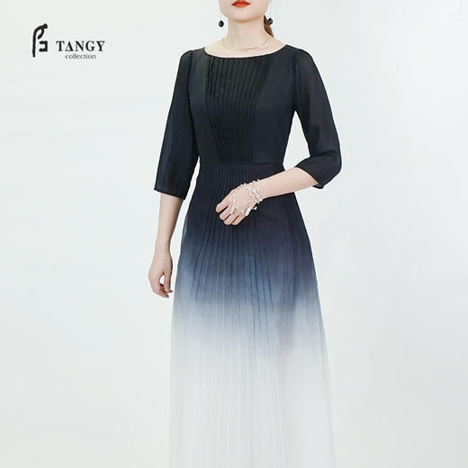 TANGY Collection天意莨绸拼纱吊染礼服裙 商品图0