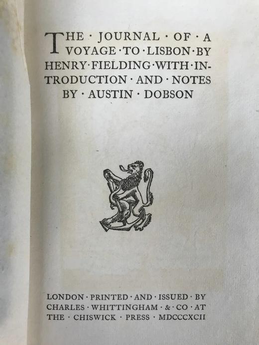限量500册 1892年 菲尔丁《里斯本航海日记》 卷首配插图 犊皮（vellum）脊精装32开 商品图4