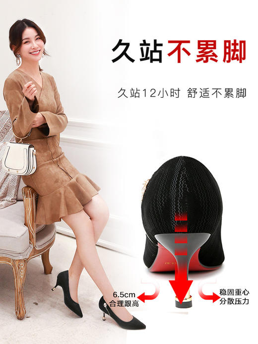 AG-9285FA黑色高跟鞋新款细跟配旗袍的职业工作鞋四季单鞋 商品图2