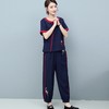 MQ-TZ213民族风刺绣棉麻短袖上衣阔腿裤亚麻两件套装YY 商品缩略图1