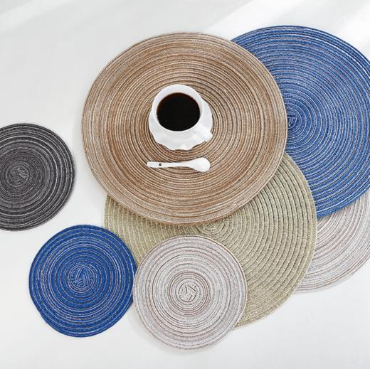 【居家日用】*圆形棉纱餐垫隔热西餐垫编织餐桌垫家居用品防滑防烫碗垫 商品图1