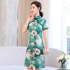 WZNH-HYYX5889夏新品时尚优雅盘扣印花收腰显瘦旗袍连衣裙 商品缩略图3