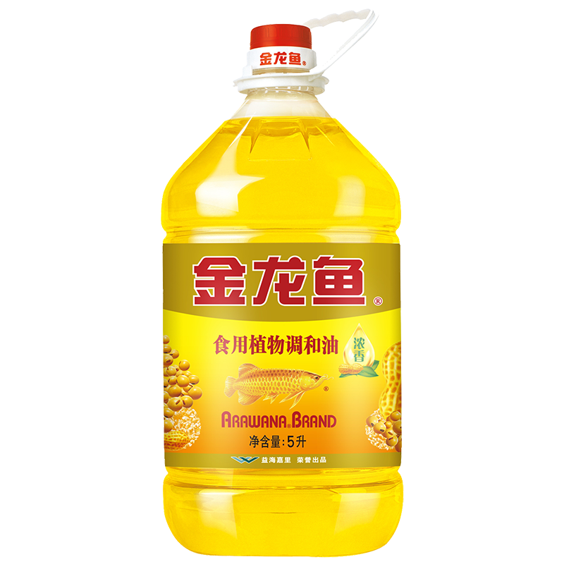 金龙鱼花生浓香型食用植物调和油5L/瓶食用油 金龙鱼调和油5l