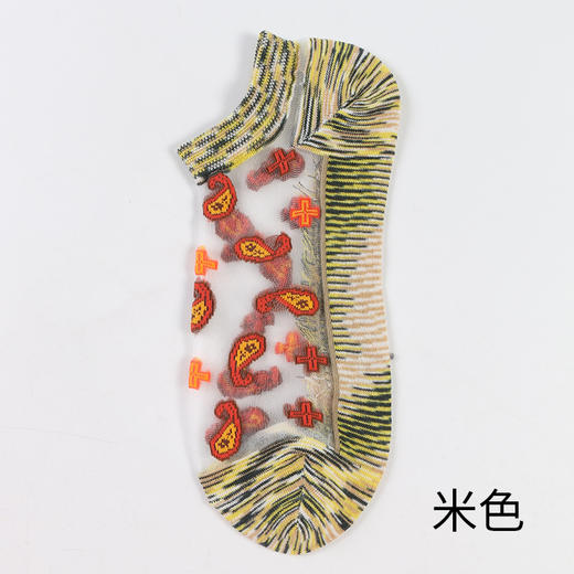 【超值4双,时尚丝棉】时尚玻璃丝棉底女船袜 复古花透明丝女船袜 水晶丝女船袜 商品图7