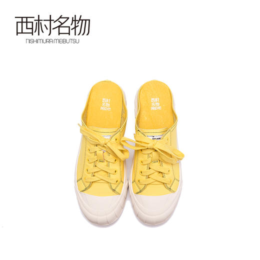 西村名物2020夏新款小白鞋女圆头平底系带包头一脚蹬懒人拖T20AH10981 商品图2