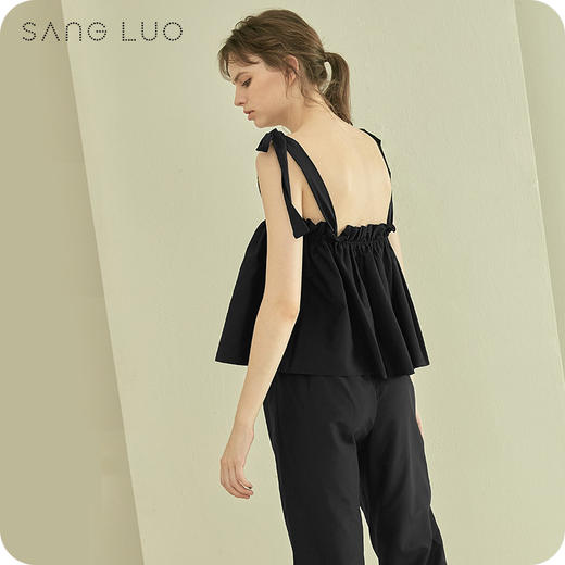 丝绸睡衣度假SILK吊带套装SANGLUO桑罗一字肩桑蚕丝睡衣家居服女 商品图3