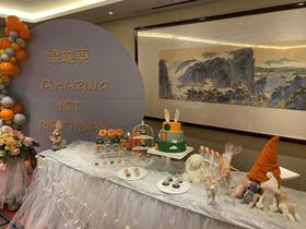 童心明朗撞色邦尼兔主题甜品台