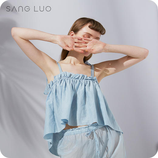丝绸睡衣度假SILK吊带套装SANGLUO桑罗一字肩桑蚕丝睡衣家居服女 商品图2