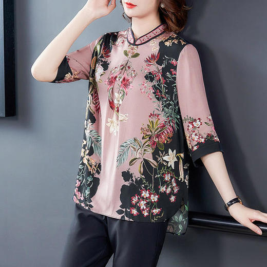F-NR7210夏季重磅真丝上衣女半袖丝绸小衫 商品图3