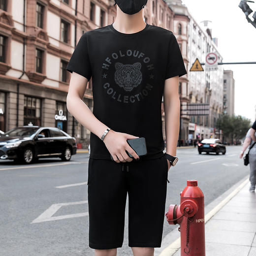 SPYG-9090JHJY男运动装夏短袖短裤休闲套装 商品图1