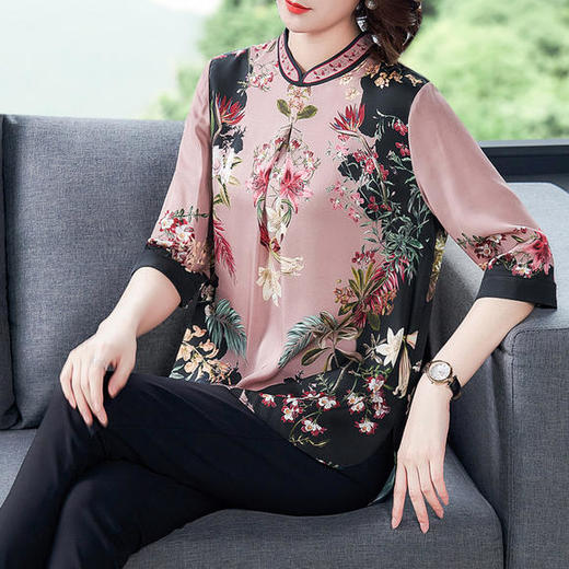 F-NR7210夏季重磅真丝上衣女半袖丝绸小衫 商品图1