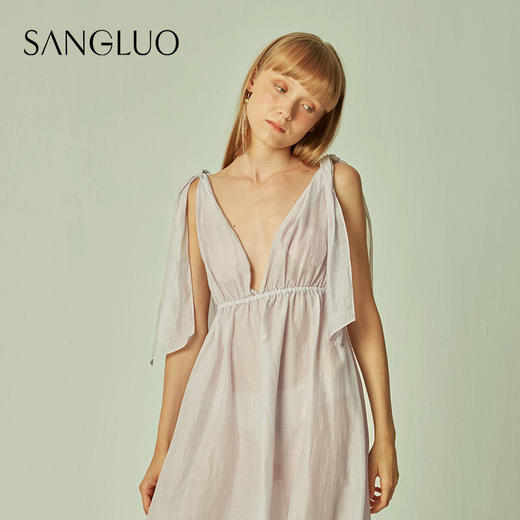 桑蚕丝吊带裙海边度假风长裙SANGLUO桑罗丝绸睡裙女可外穿睡衣女 商品图3