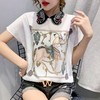 MZ-MZ4426新款时尚印花短袖雪纺娃娃领天鹅刺绣洋气小衫ZXH 商品缩略图2
