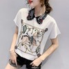 MZ-MZ4426新款时尚印花短袖雪纺娃娃领天鹅刺绣洋气小衫ZXH 商品缩略图0