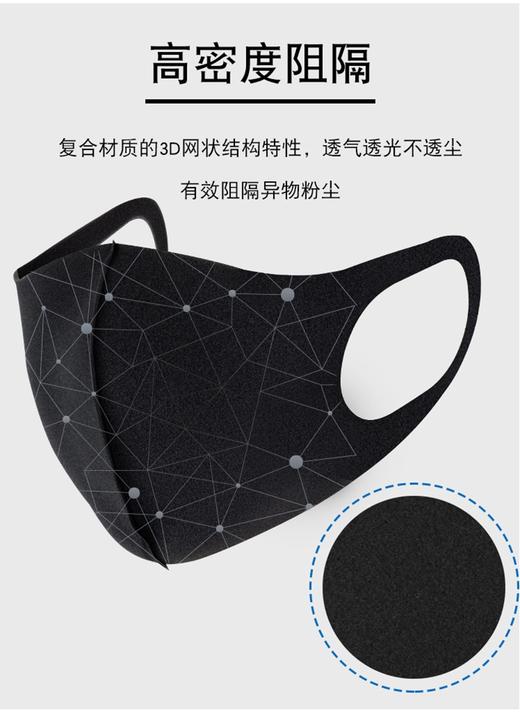 金利品明星时尚3D立体透气防尘海绵口罩 黑色 商品图2