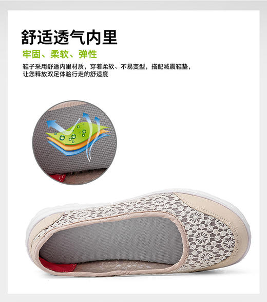 QJ-1610新品防滑平底妈妈鞋懒人鞋透气镂空蕾丝网布鞋 商品图6