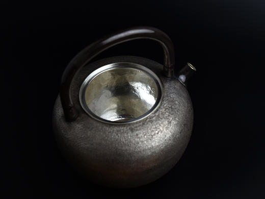 大理鹤庆麻纹银把隔热煮水银壶 商品图9