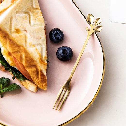 摩登主妇金色不锈钢树叶水果叉套装创意可爱石榴小叉子蛋糕勺果签 商品图3