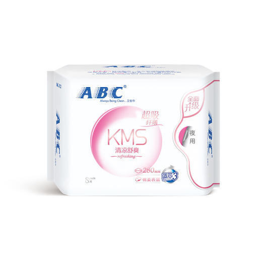 ABC 夜用纤薄棉柔 卫生巾（含KMS健康配方）280mm*8片 K12(新老包装随机发货） 商品图0
