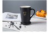 万淄（WanZi）亚光数字盎司杯12oz马克杯陶瓷杯子办公室水杯茶杯 咖啡杯情简约 370ml 黑色 商品缩略图3