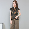 上海旗袍厂ZT-B2050丝绸服装女装真丝印花T恤 大码妈妈装桑蚕丝上衣小衫 商品缩略图1