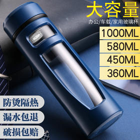 指南者  玻璃杯便携家用过滤随手创意车载泡茶杯 （480ML，500ML)两色