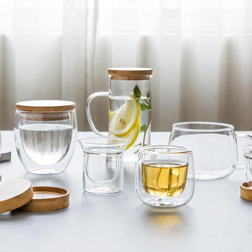 摩登主妇 耐热透明双层玻璃杯创意茶水分离泡茶杯女士花茶杯套装 商品图0